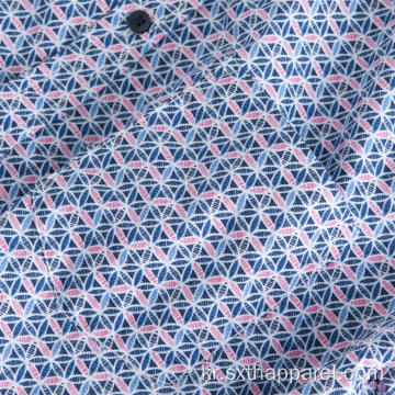 기하학 프린트 패턴 남성용 반팔 셔츠